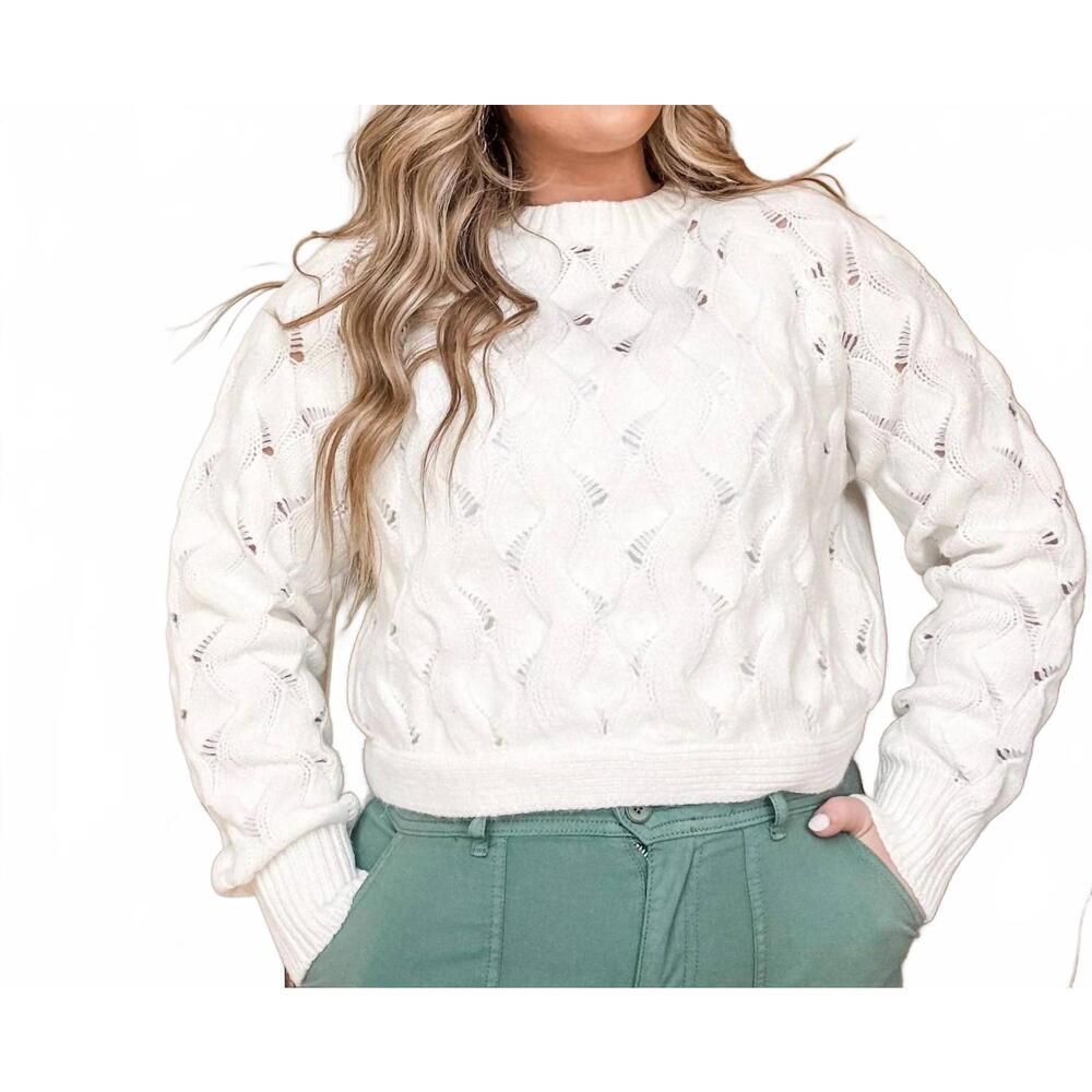 NEW STORIA collette open-back cable knit sweater in white - Picture 1 of 3
